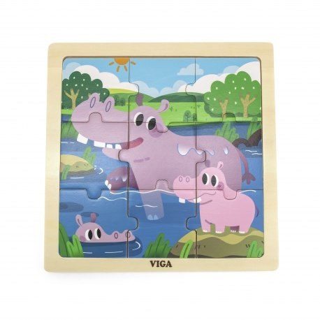 Viga 44628 Viga Drewniane Puzzle 9elem.Hipopotam