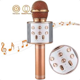 MIKROFON KARAOKE BEZPRZEWODOWY GŁOŚNIK BLUETOOTH ROSE GOLD